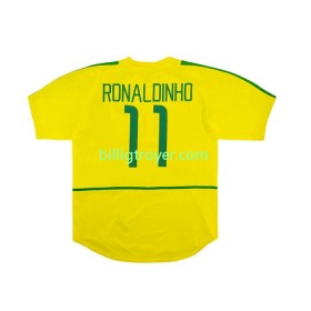 Billige Fotballdrakter Brasil RONALDINHO 11 Retro Hjemmedraktsett 2002 Kortermet